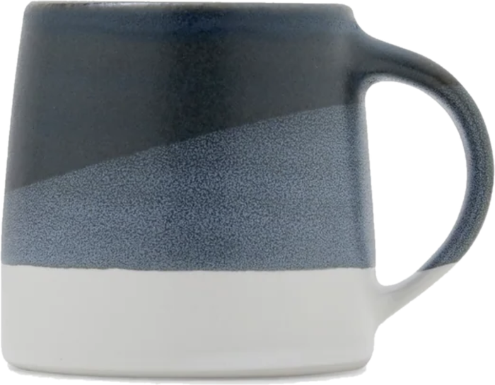 Navy, slate and white ceramic coffee mug