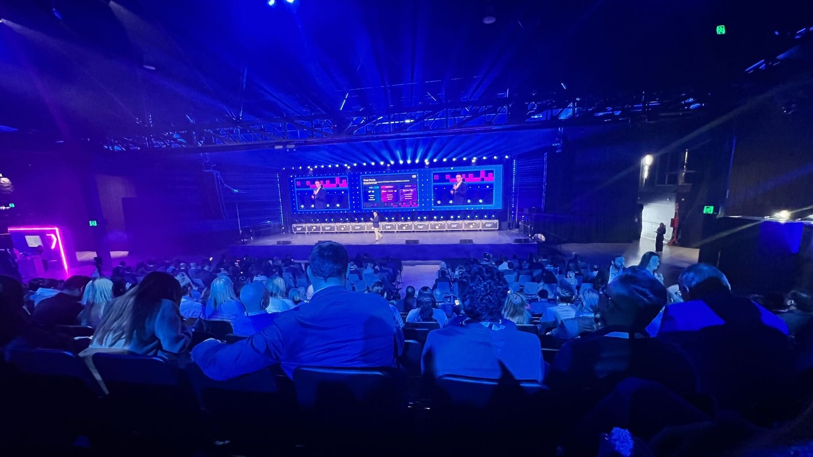 View from the audience of Rob Findlay presenting on the main stage at SAP NOW Sydney